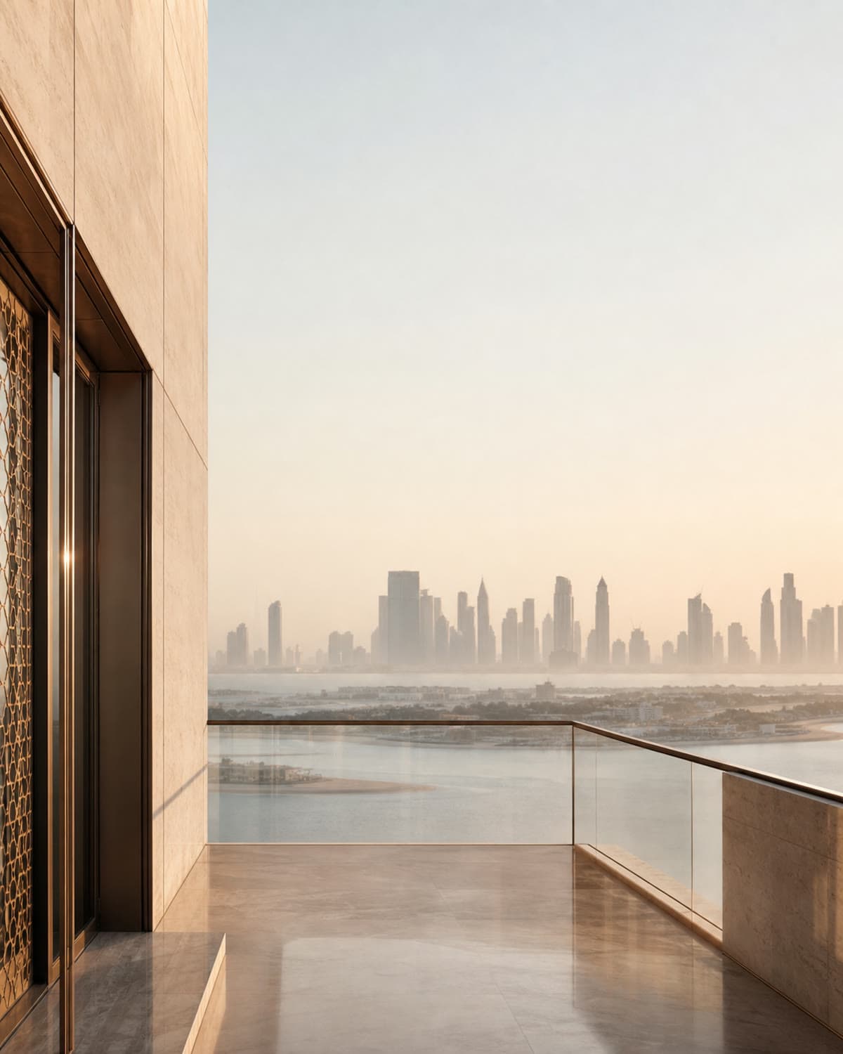 Contemporary Dubai architecture overlooking the city