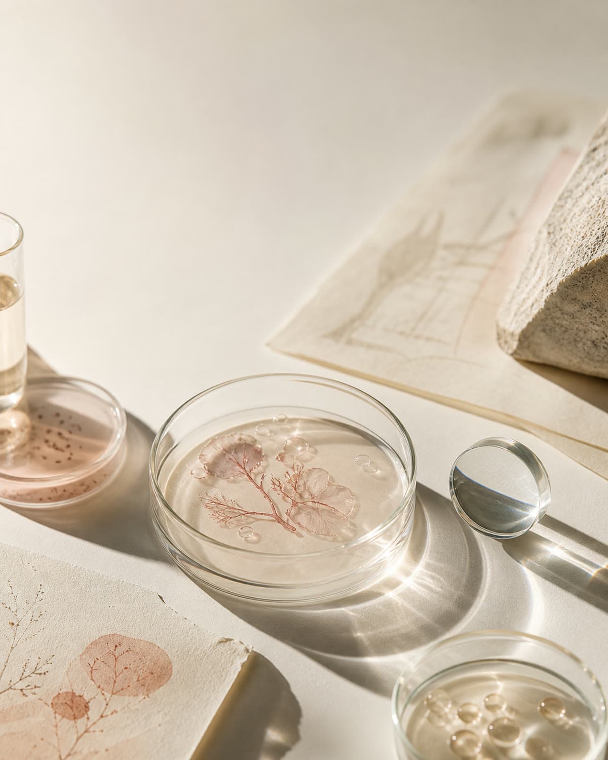 Refined scientific still life representing evidence-led research